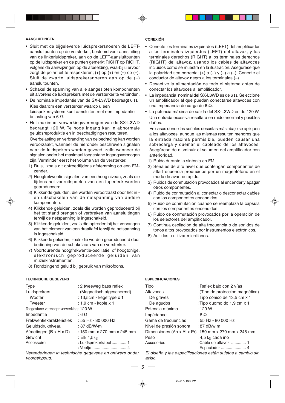 Aansluitingen | JVC SX-L3WD User Manual | Page 5 / 8