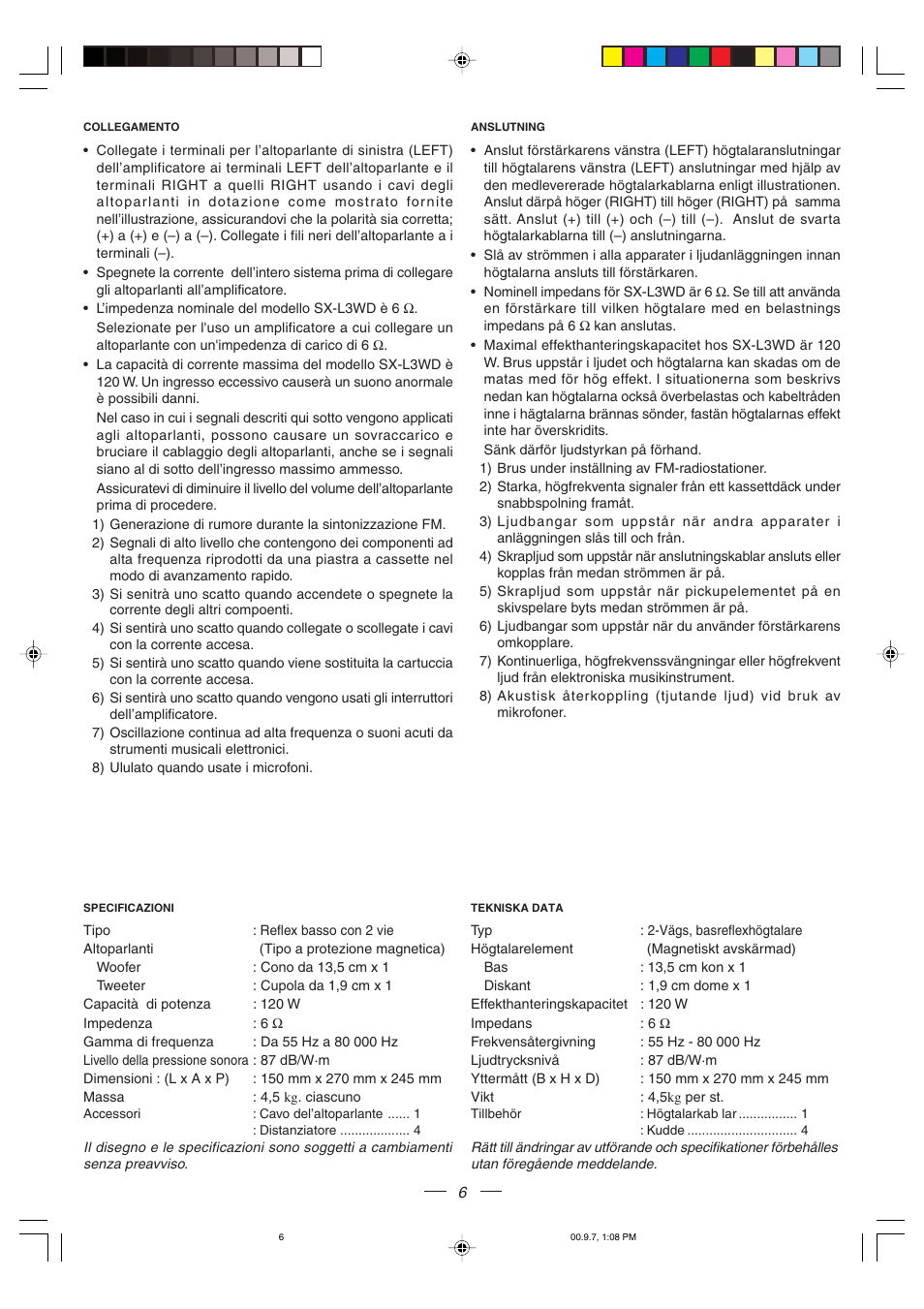 Collegamento | JVC SX-L3WD User Manual | Page 6 / 8