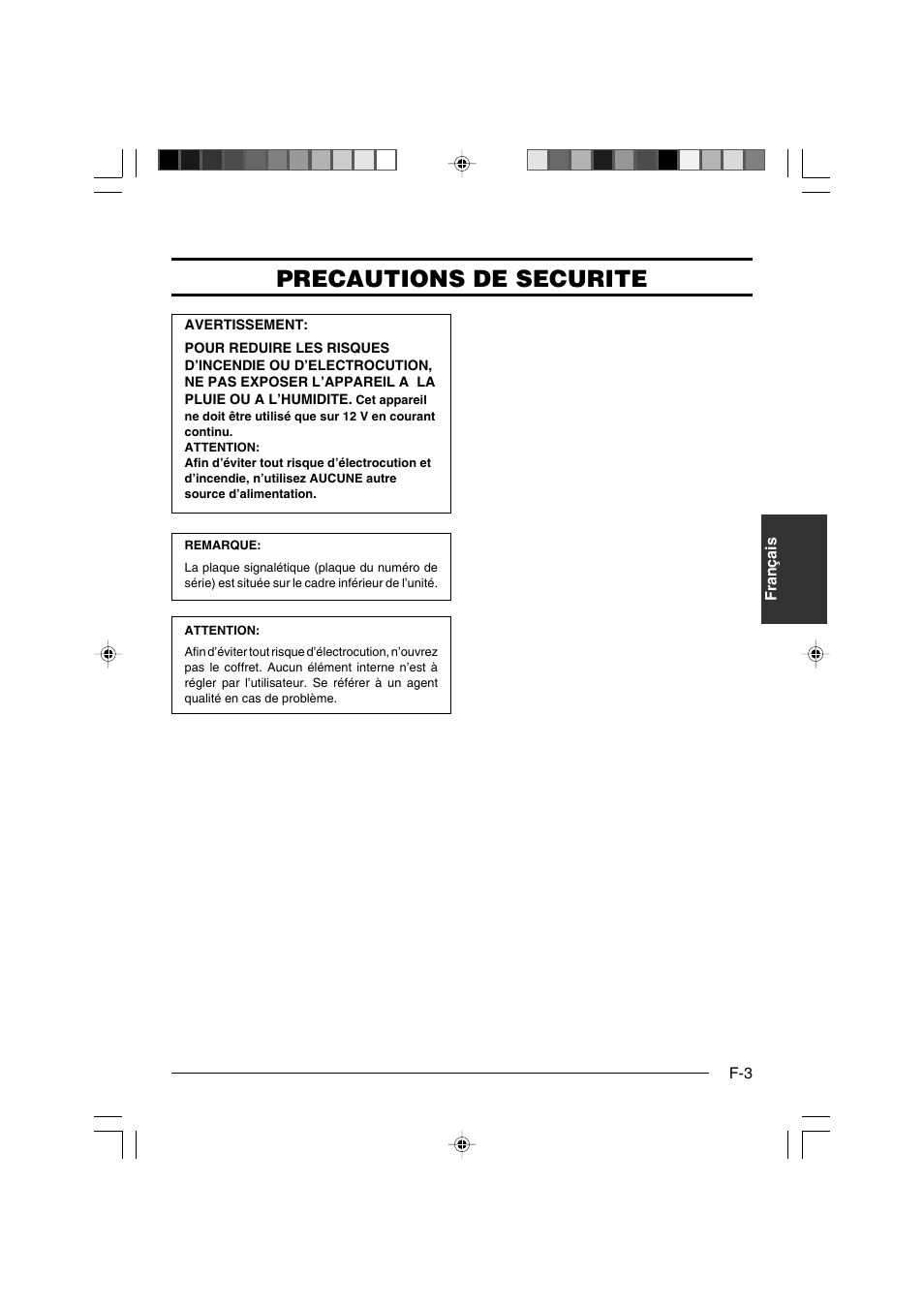 Precautions de securite | JVC KY-F550E User Manual | Page 107 / 156