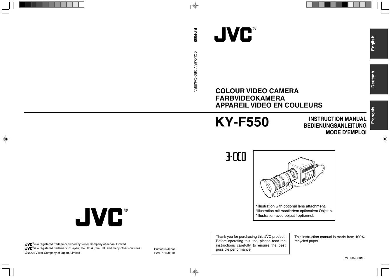 Ky-f550 | JVC KY-F550E User Manual | Page 156 / 156