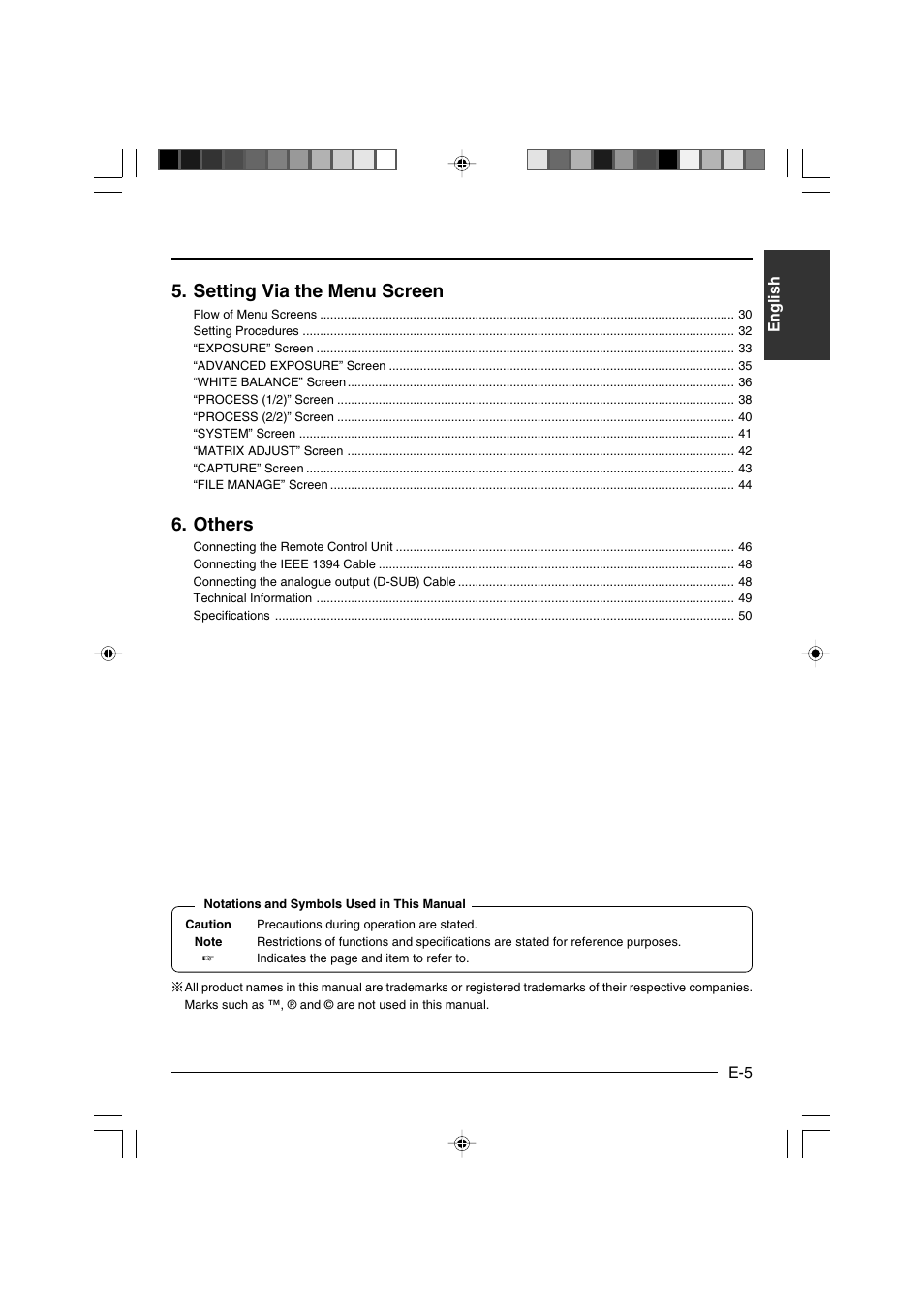 Setting via the menu screen, Others | JVC KY-F550E User Manual | Page 5 / 156