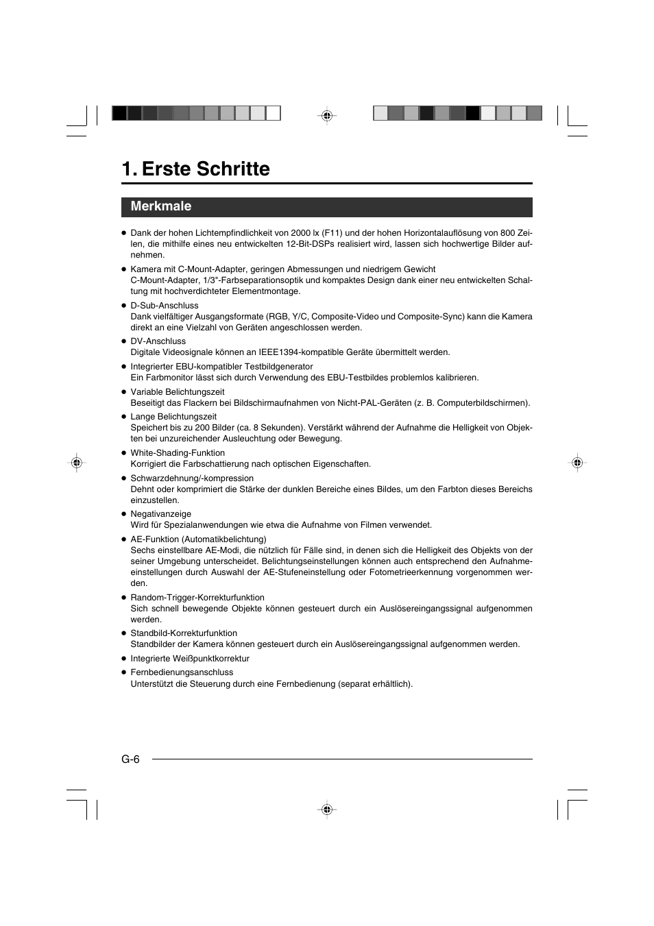 Erste schritte, Merkmale | JVC KY-F550E User Manual | Page 58 / 156