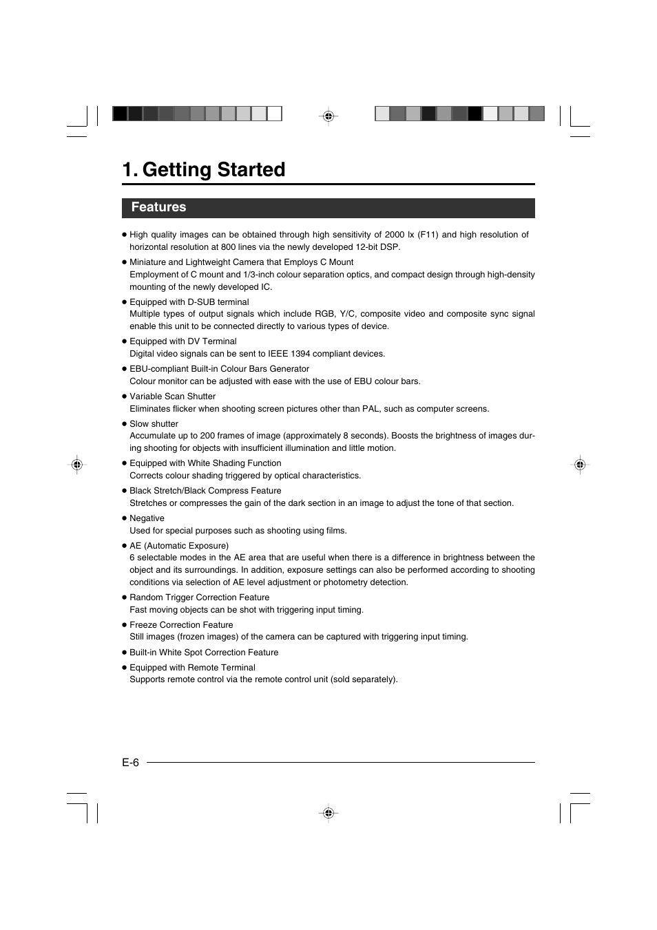 Getting started, Features | JVC KY-F550E User Manual | Page 6 / 156