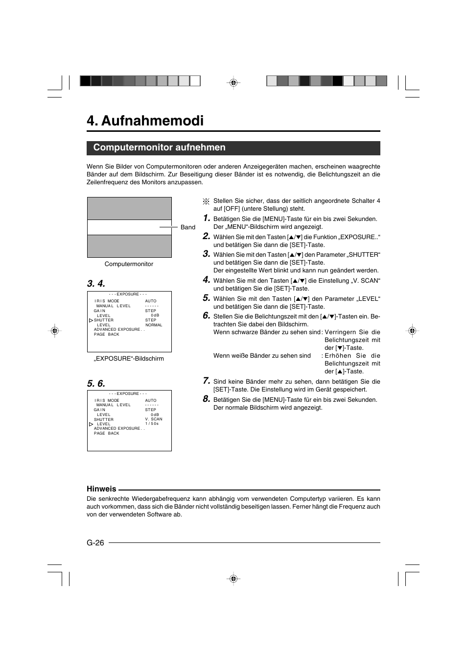 Aufnahmemodi, Computermonitor aufnehmen, G-26 | Hinweis | JVC KY-F550E User Manual | Page 78 / 156