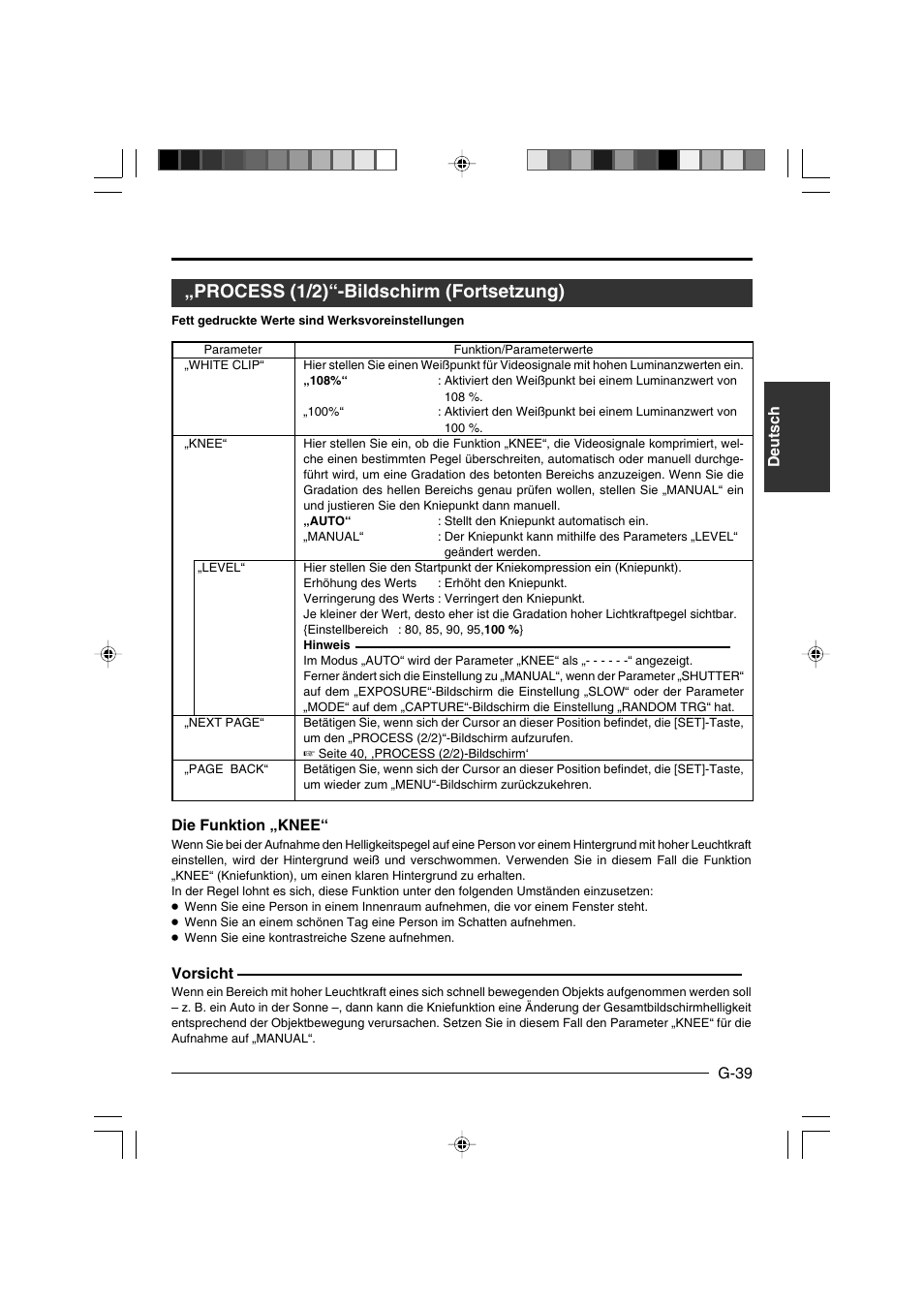 Process (1/2)“-bildschirm (fortsetzung) | JVC KY-F550E User Manual | Page 91 / 156