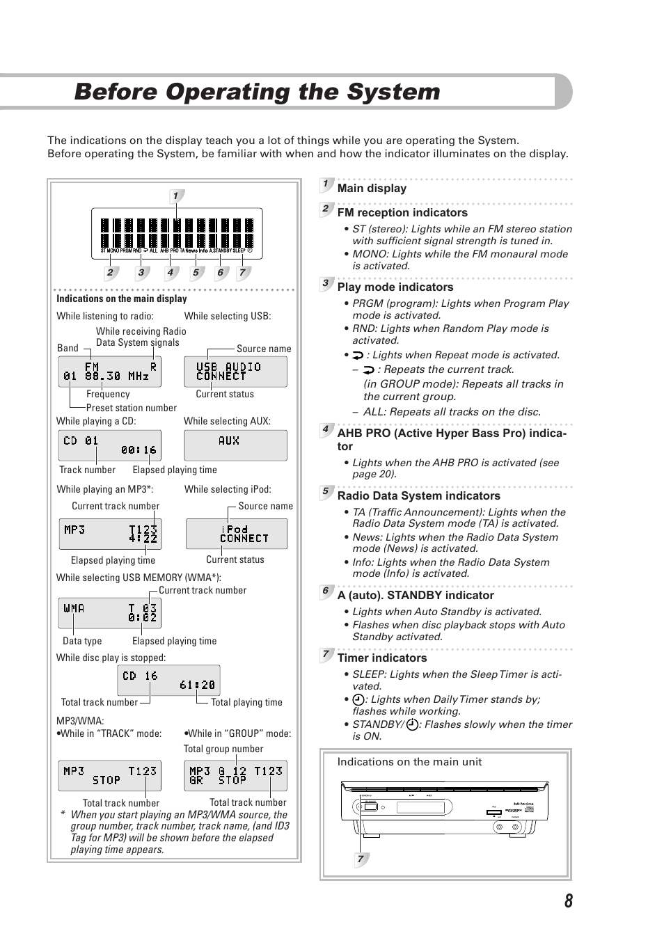 Before operating the system | JVC CA-UXEP25 User Manual | Page 11 / 35