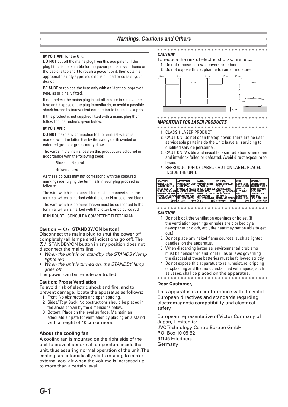 Warnings, cautions and others | JVC CA-UXEP25 User Manual | Page 2 / 35