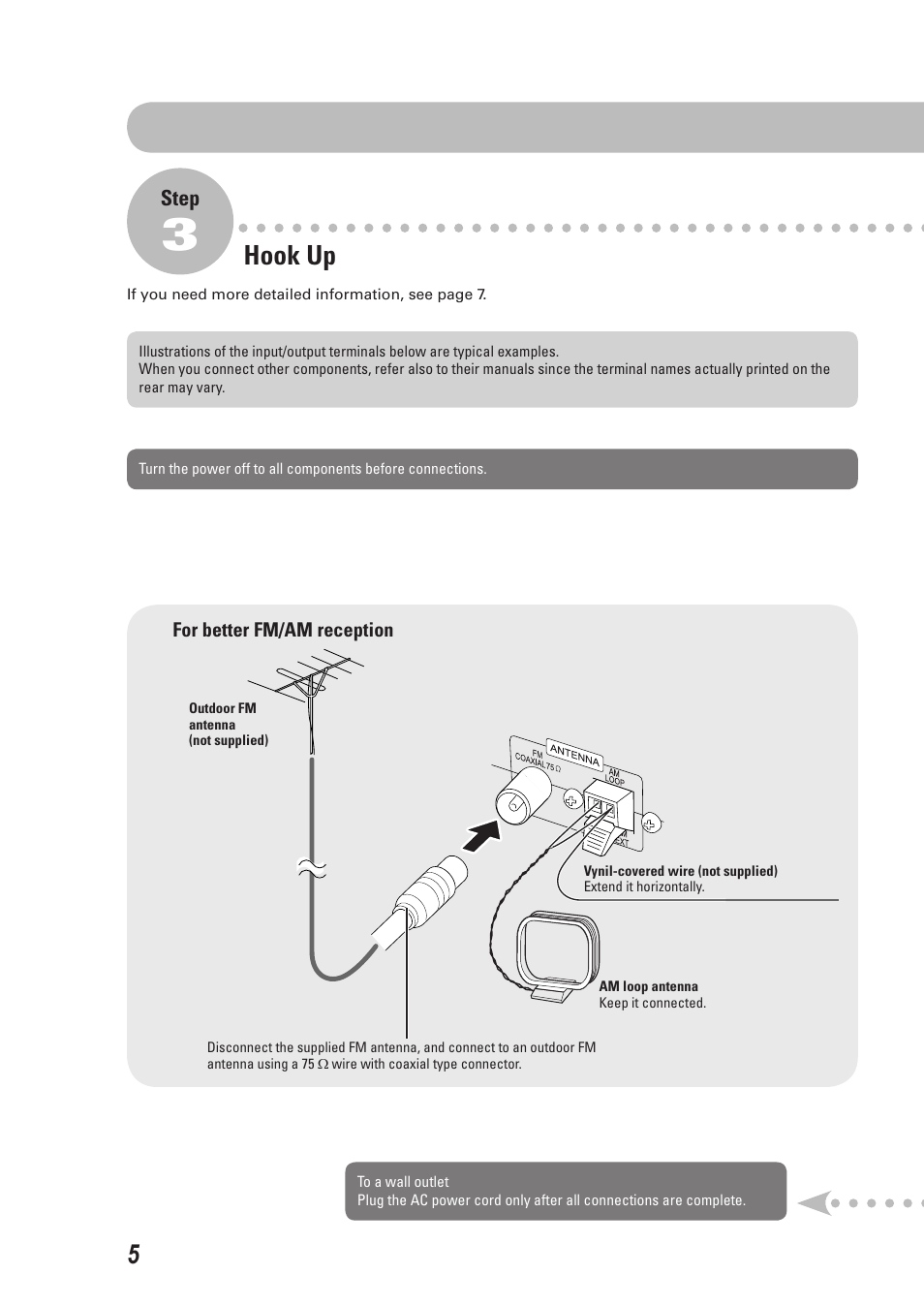 Step 3: hook up, Hook up | JVC CA-UXEP25 User Manual | Page 8 / 35