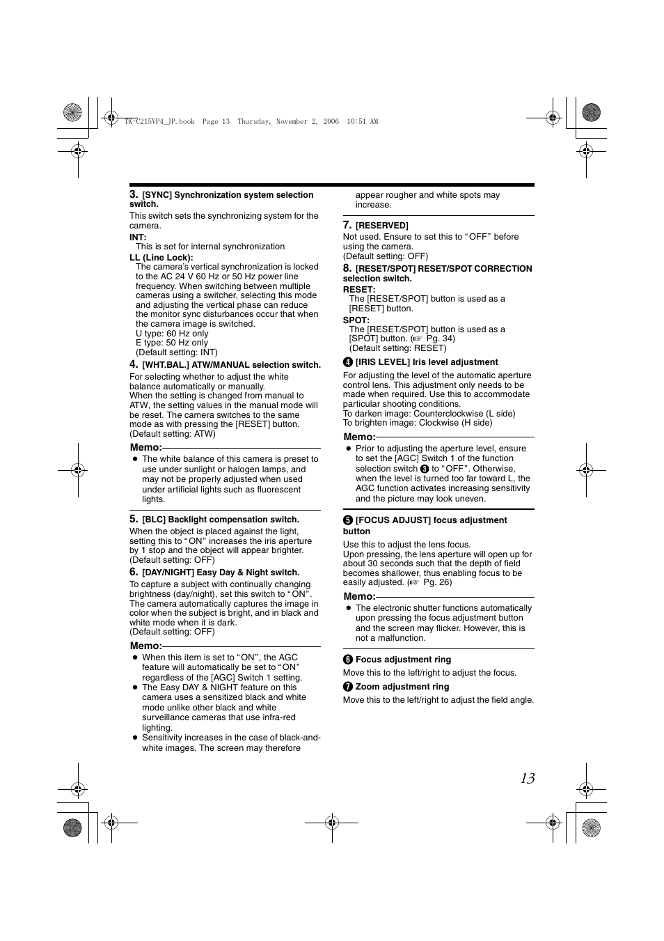 JVC TK-C215VP4U/E User Manual | Page 13 / 40