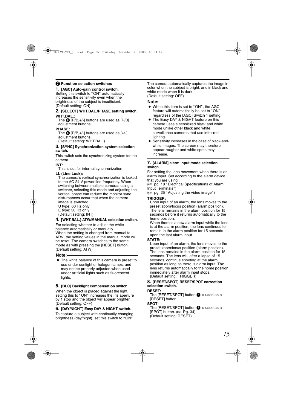 JVC TK-C215VP4U/E User Manual | Page 15 / 40