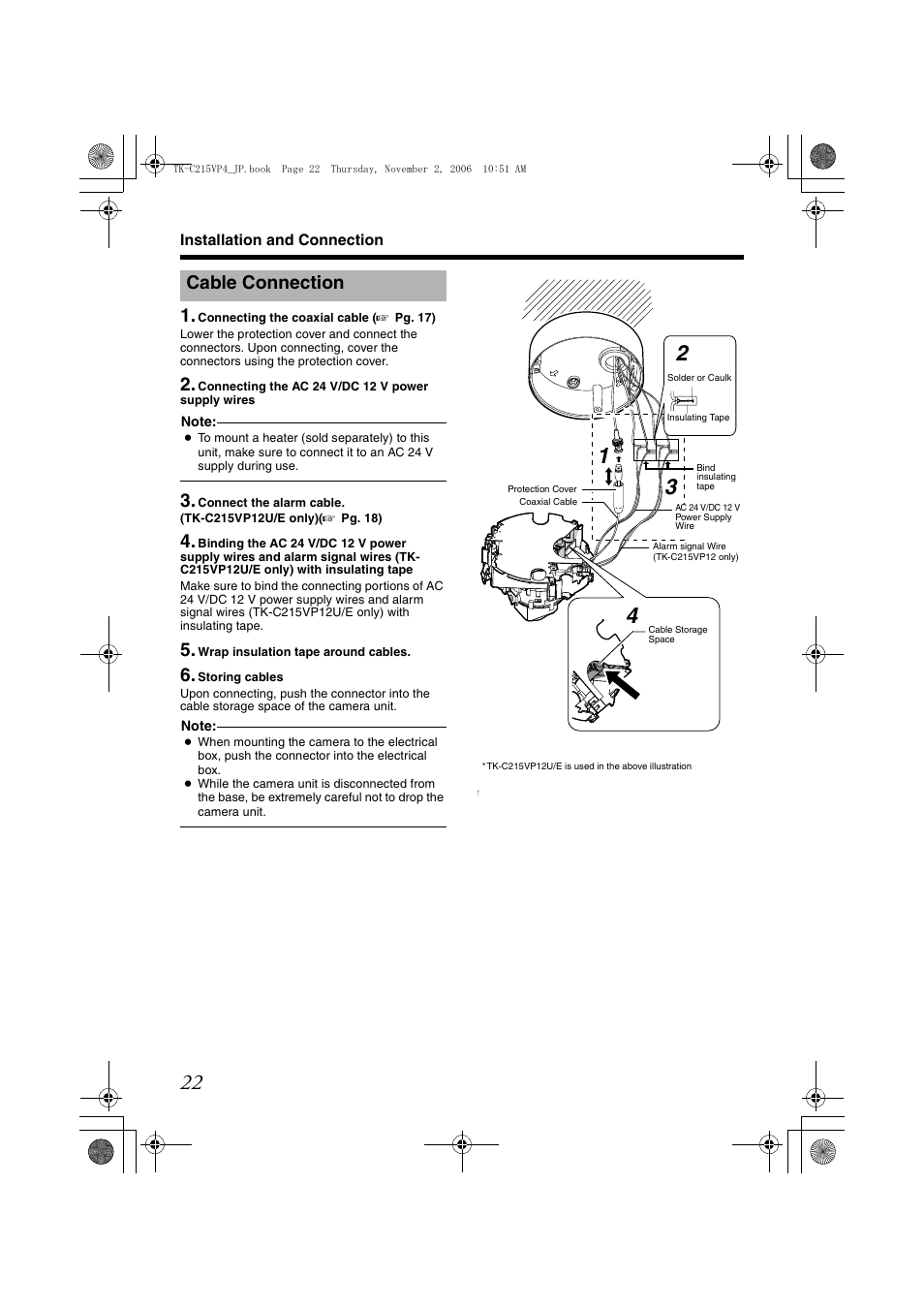 Cable connection, A pg. 22) | JVC TK-C215VP4U/E User Manual | Page 22 / 40