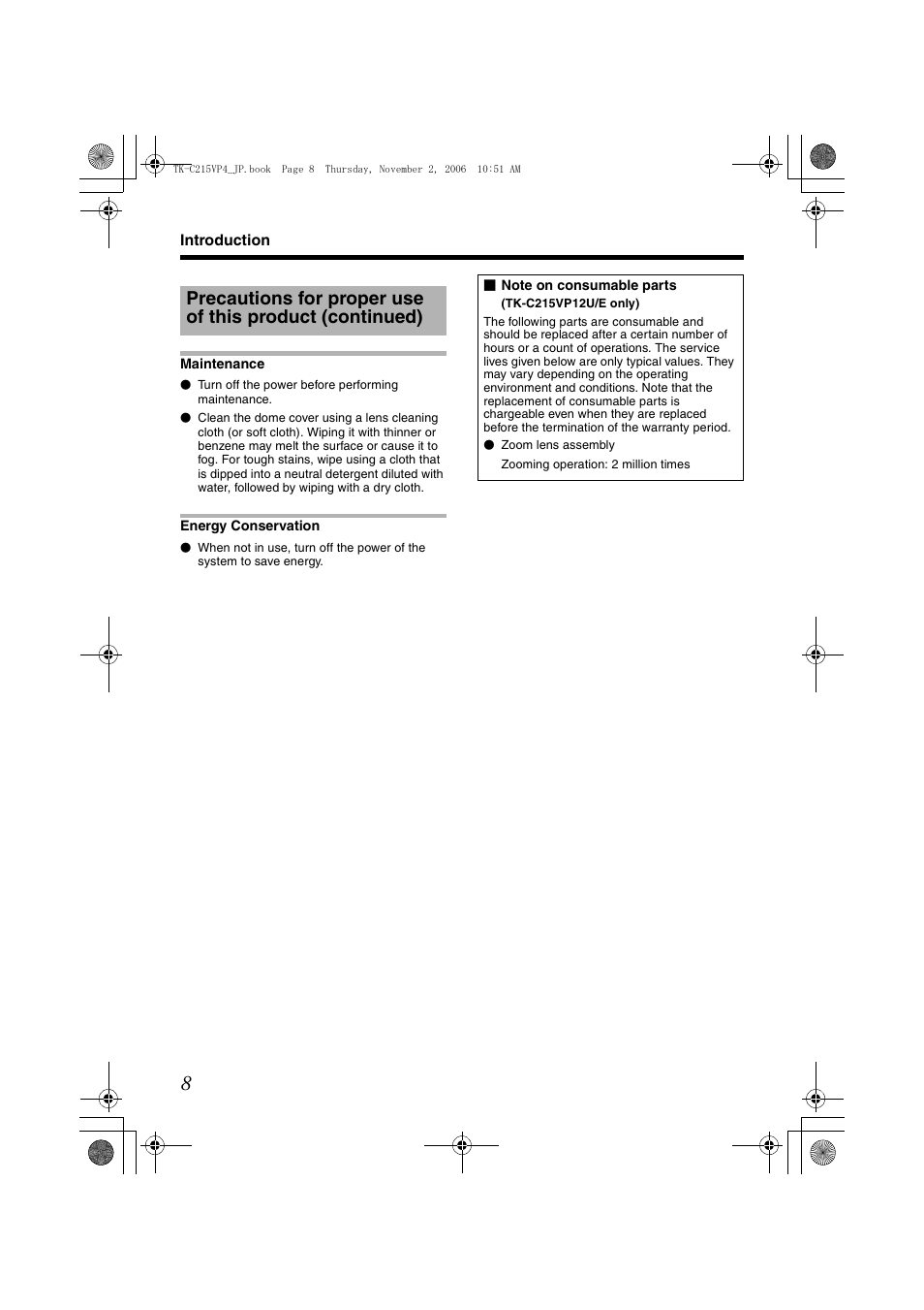 JVC TK-C215VP4U/E User Manual | Page 8 / 40