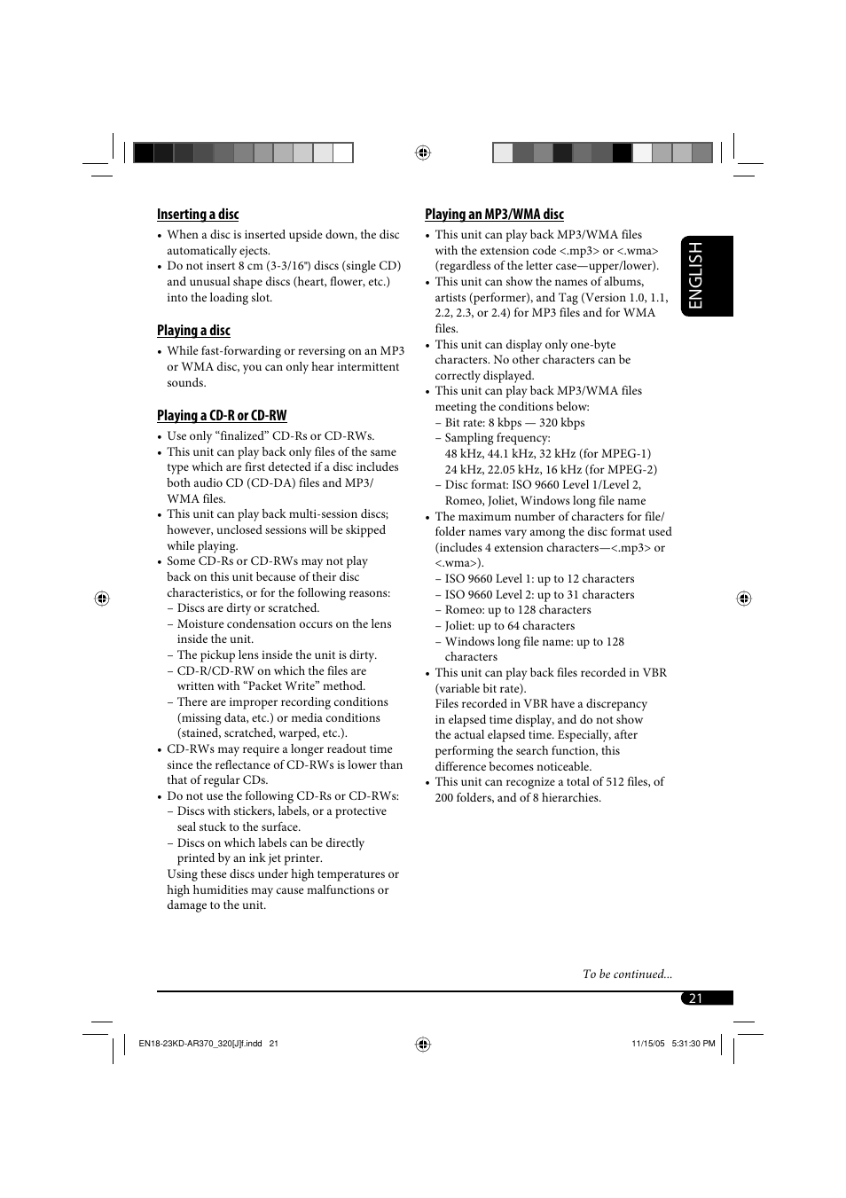 English | JVC KD-AR370 User Manual | Page 21 / 80