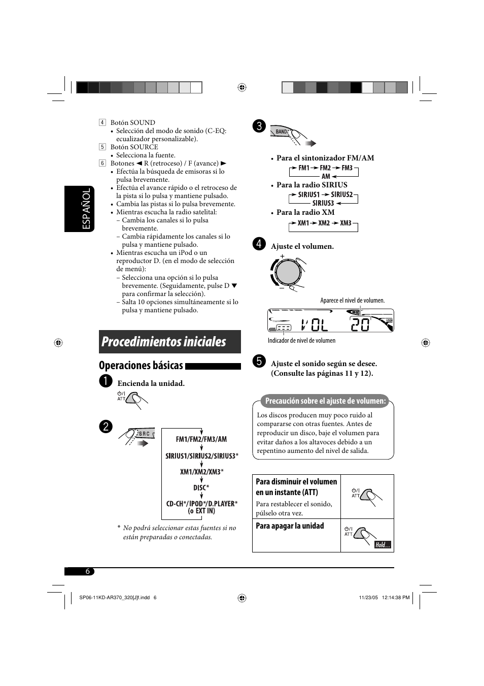 Procedimientos iniciales, Operaciones básicas, Español | JVC KD-AR370 User Manual | Page 32 / 80