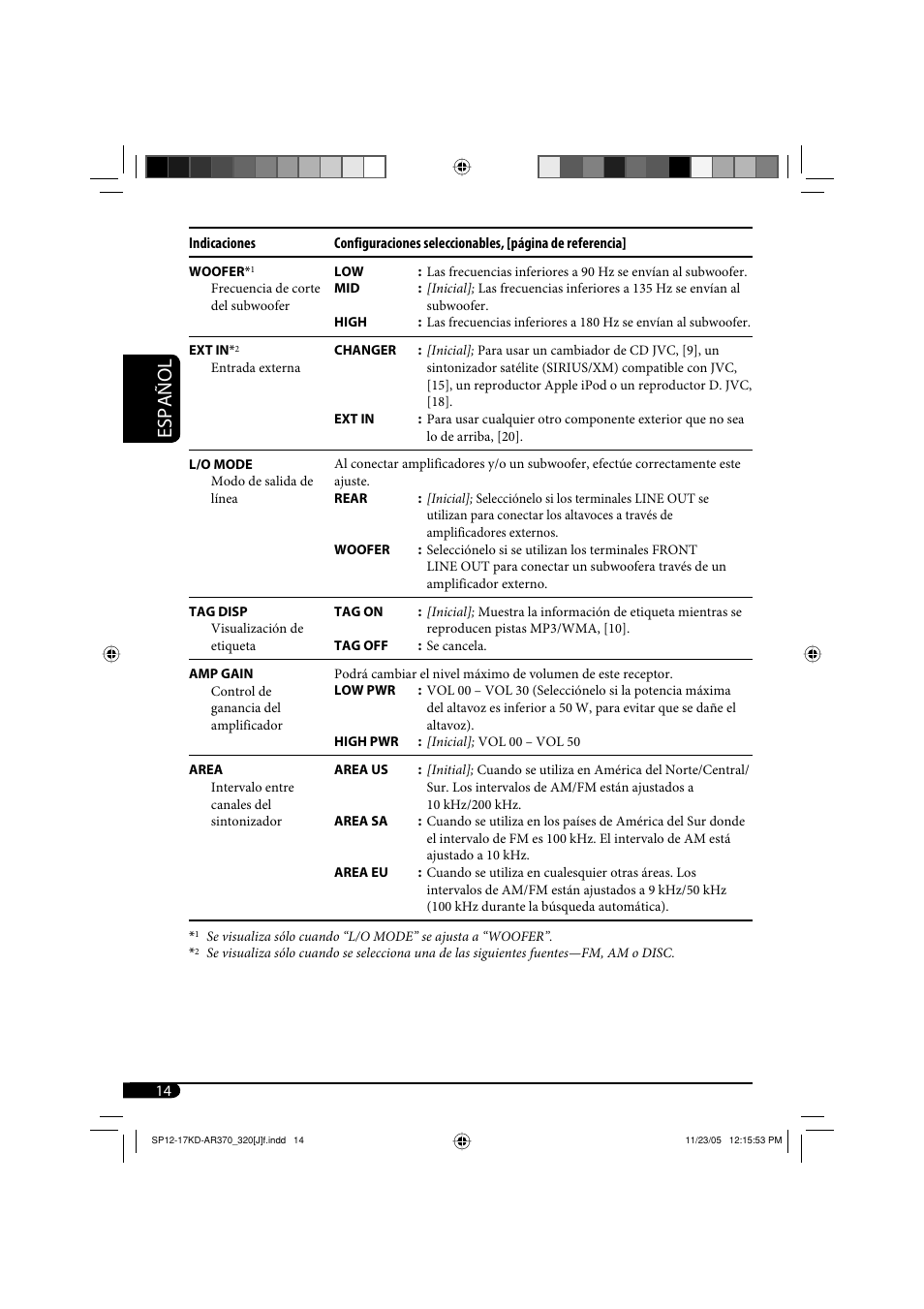 Español | JVC KD-AR370 User Manual | Page 40 / 80
