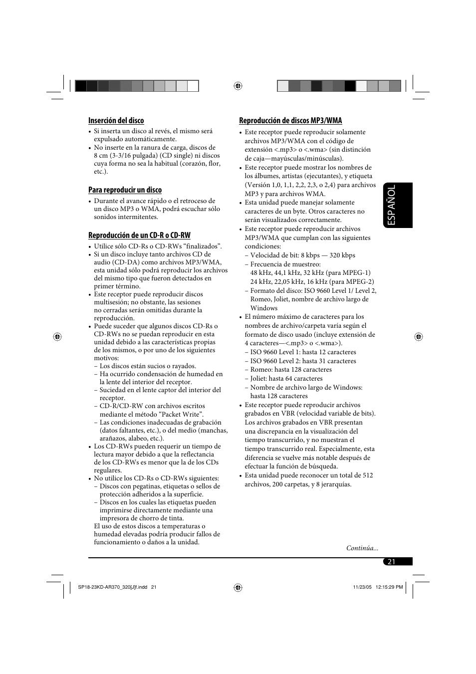 Español | JVC KD-AR370 User Manual | Page 47 / 80