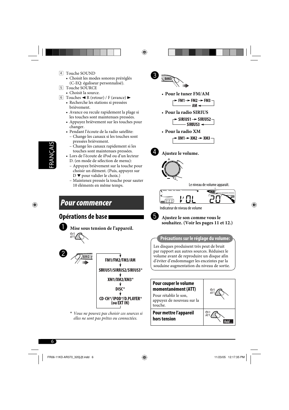 Pour commencer, Opérations de base, Français | JVC KD-AR370 User Manual | Page 58 / 80