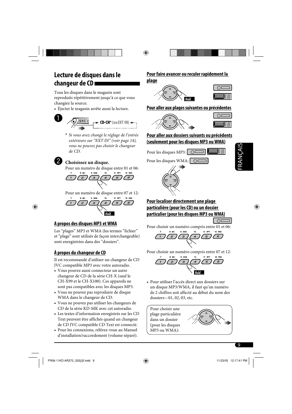 Lecture de disques dans le changeur de cd, Français | JVC KD-AR370 User Manual | Page 61 / 80