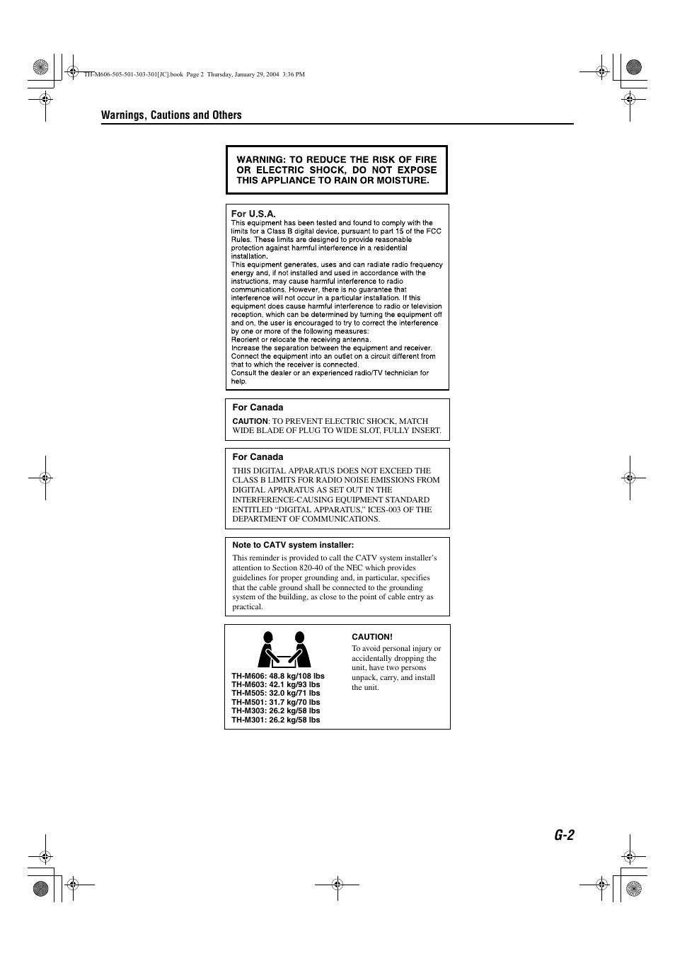 JVC TH-M501 User Manual | Page 3 / 52