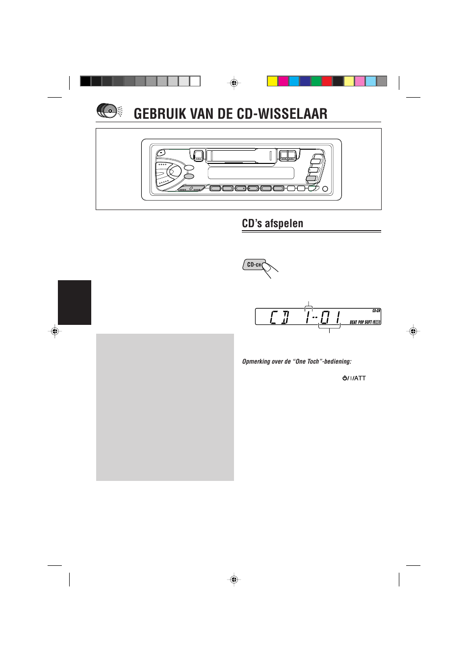Gebruik van de cd-wisselaar, Cd’s afspelen | JVC KS-FX470R User Manual | Page 100 / 106