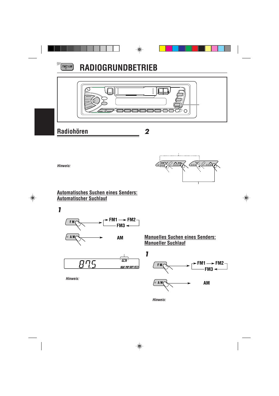 Radiogrundbetrieb, Radiohoren, Radiohören | JVC KS-FX470R User Manual | Page 32 / 106