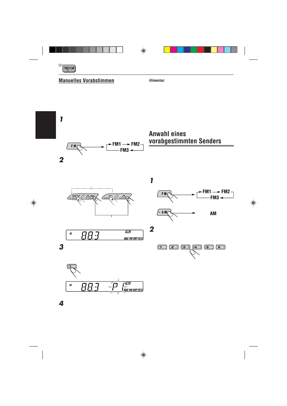 Anwahl eines vorabgestimmten senders | JVC KS-FX470R User Manual | Page 34 / 106