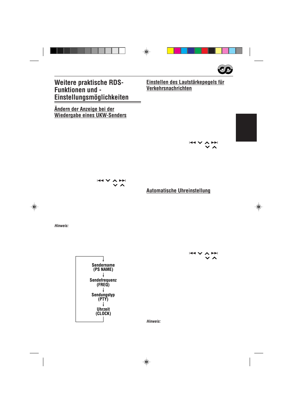 Automatische uhreinstellung | JVC KS-FX470R User Manual | Page 39 / 106
