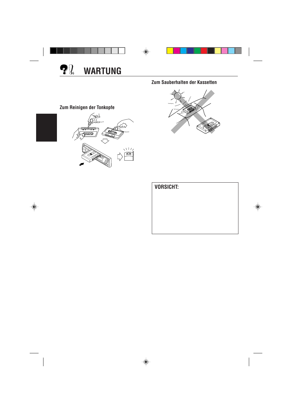 Wartung, Vorsicht | JVC KS-FX470R User Manual | Page 50 / 106