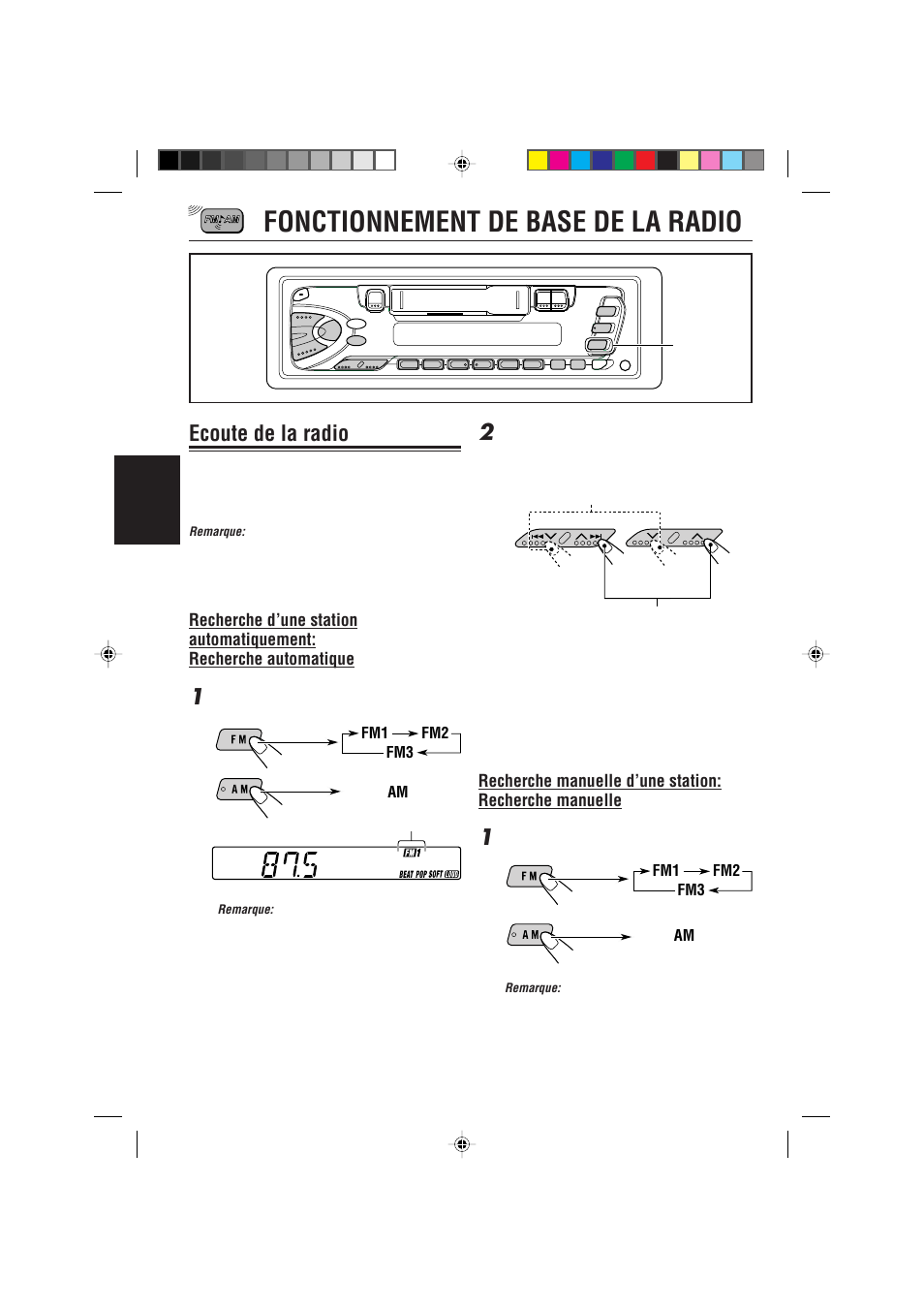 Fonctionnement de base de la radio, Ecoute de la radio | JVC KS-FX470R User Manual | Page 58 / 106
