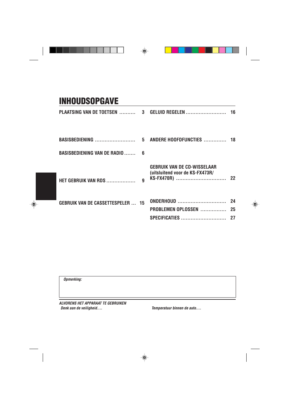 Inhoudsopgave | JVC KS-FX470R User Manual | Page 80 / 106