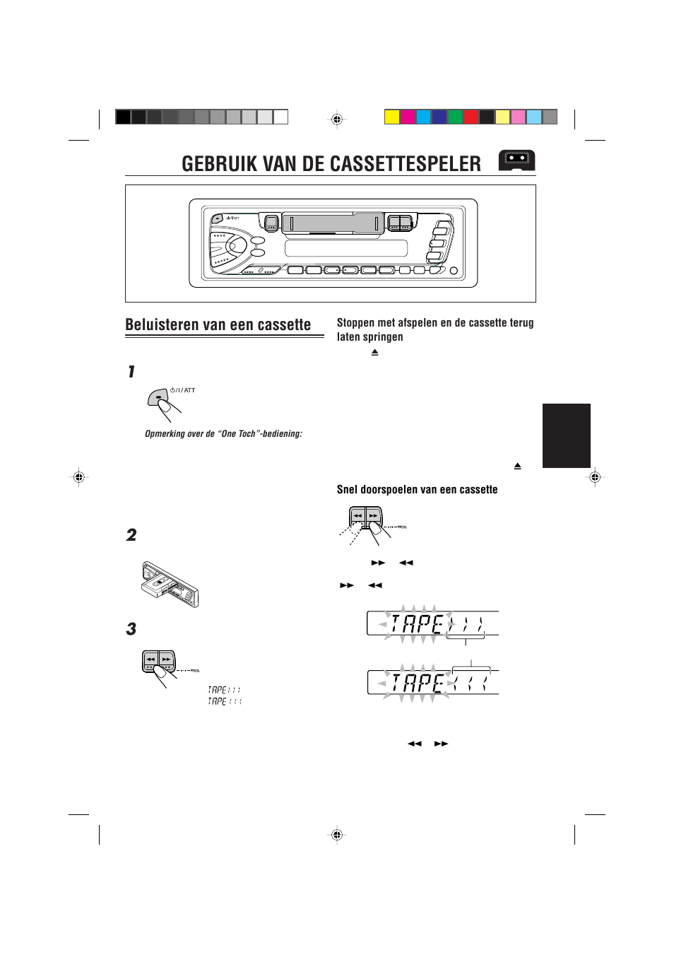 Gebruik van de cassettespeler, Beluisteren van een cassette | JVC KS-FX470R User Manual | Page 93 / 106