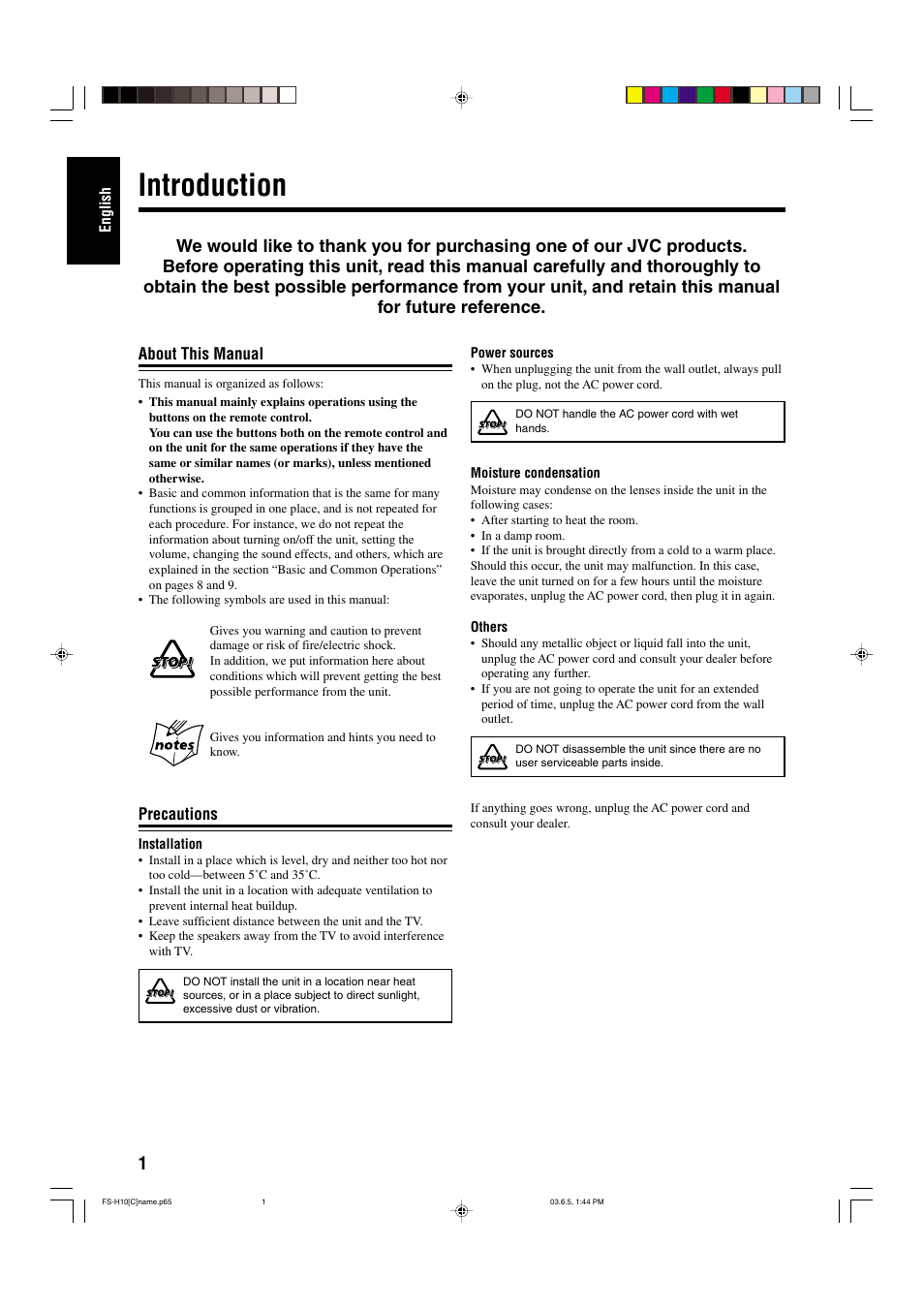 Introduction | JVC FS-H10 User Manual | Page 32 / 54