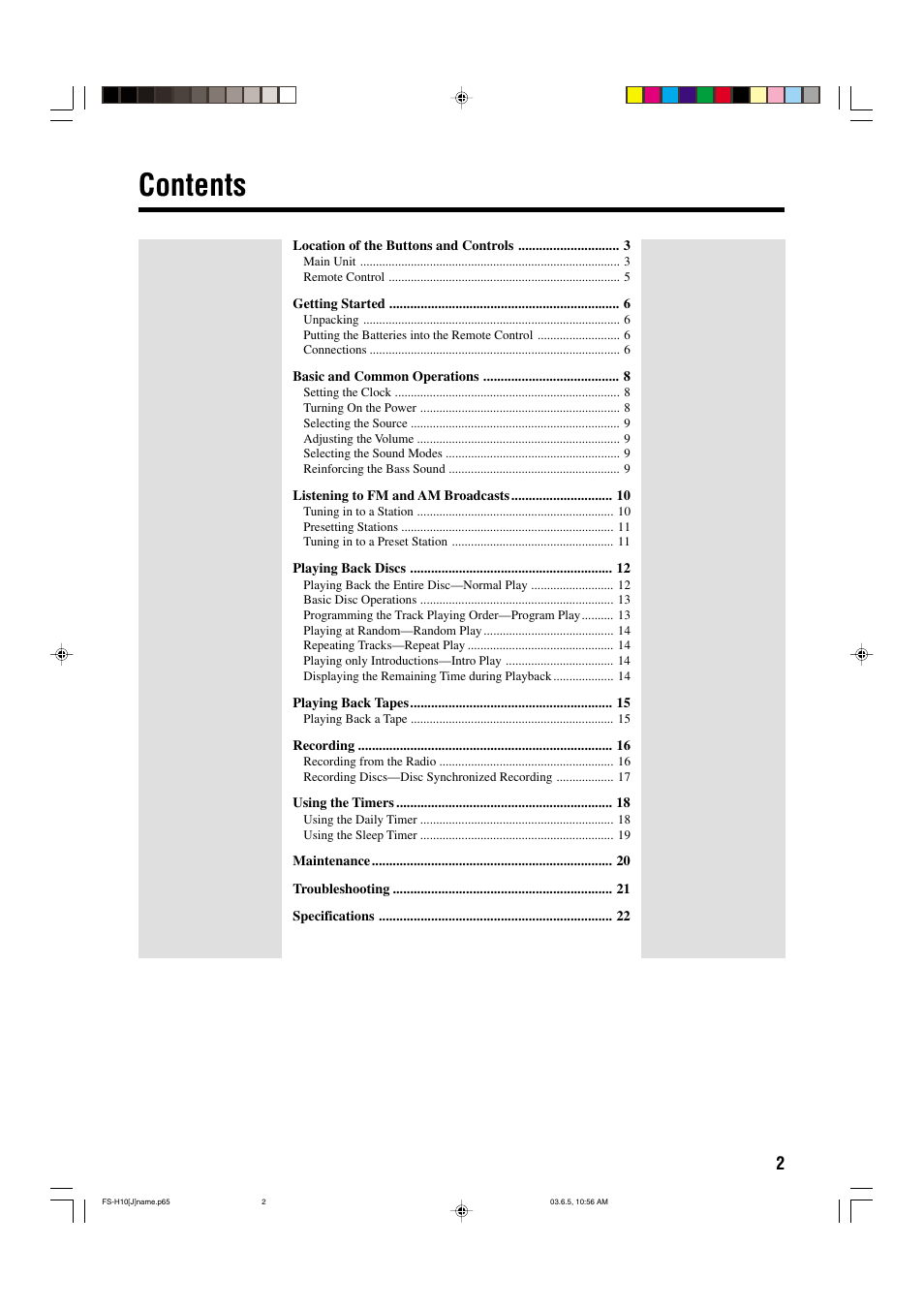 JVC FS-H10 User Manual | Page 5 / 54