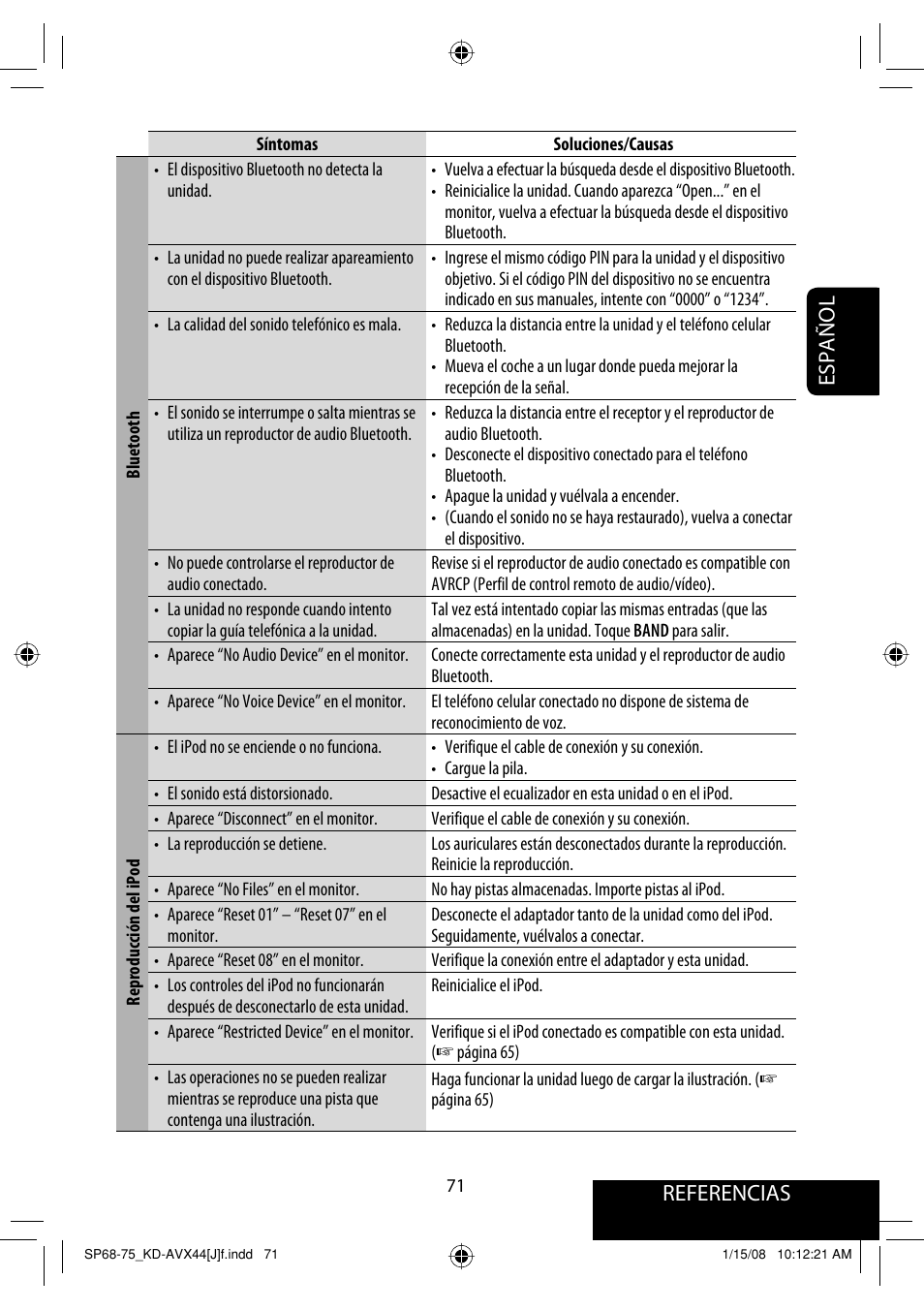 Referencias español | JVC KD-ADV49 User Manual | Page 145 / 225