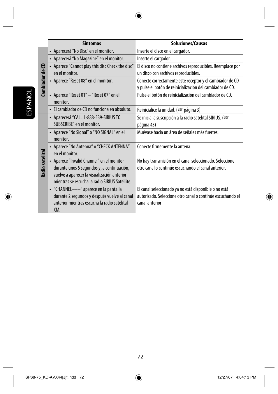 Español | JVC KD-ADV49 User Manual | Page 146 / 225