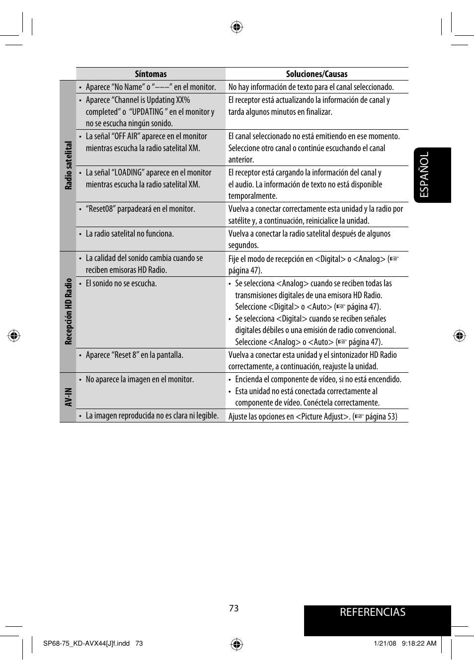 Referencias español | JVC KD-ADV49 User Manual | Page 147 / 225