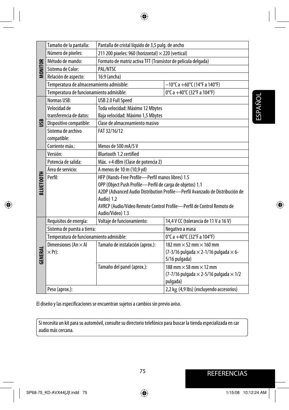 Referencias español | JVC KD-ADV49 User Manual | Page 149 / 225
