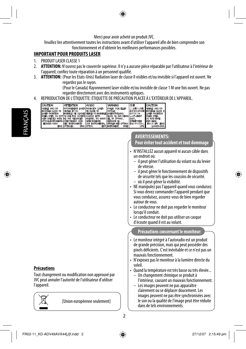 Français | JVC KD-ADV49 User Manual | Page 150 / 225