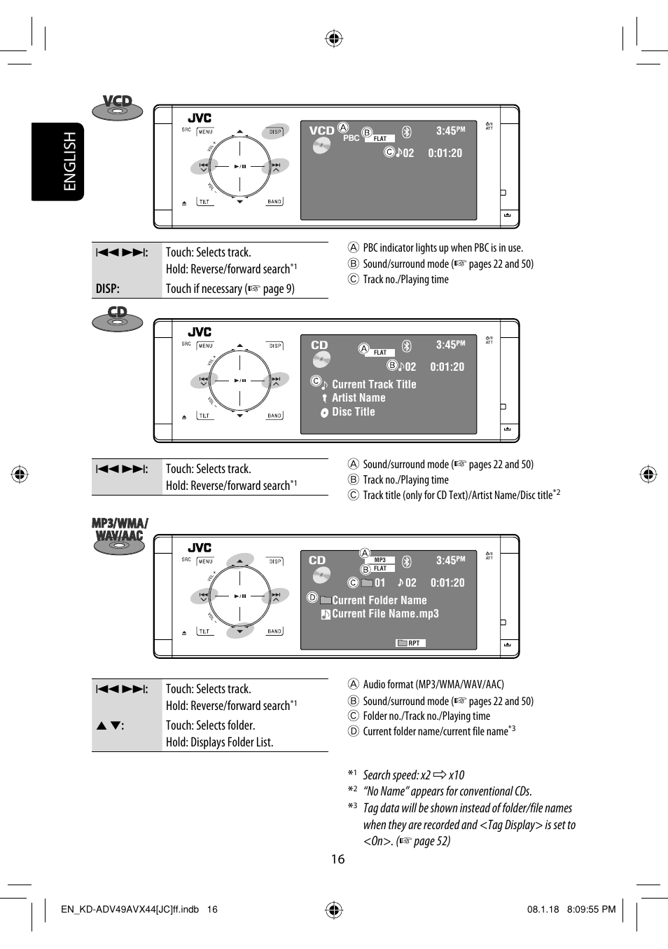 English | JVC KD-ADV49 User Manual | Page 16 / 225