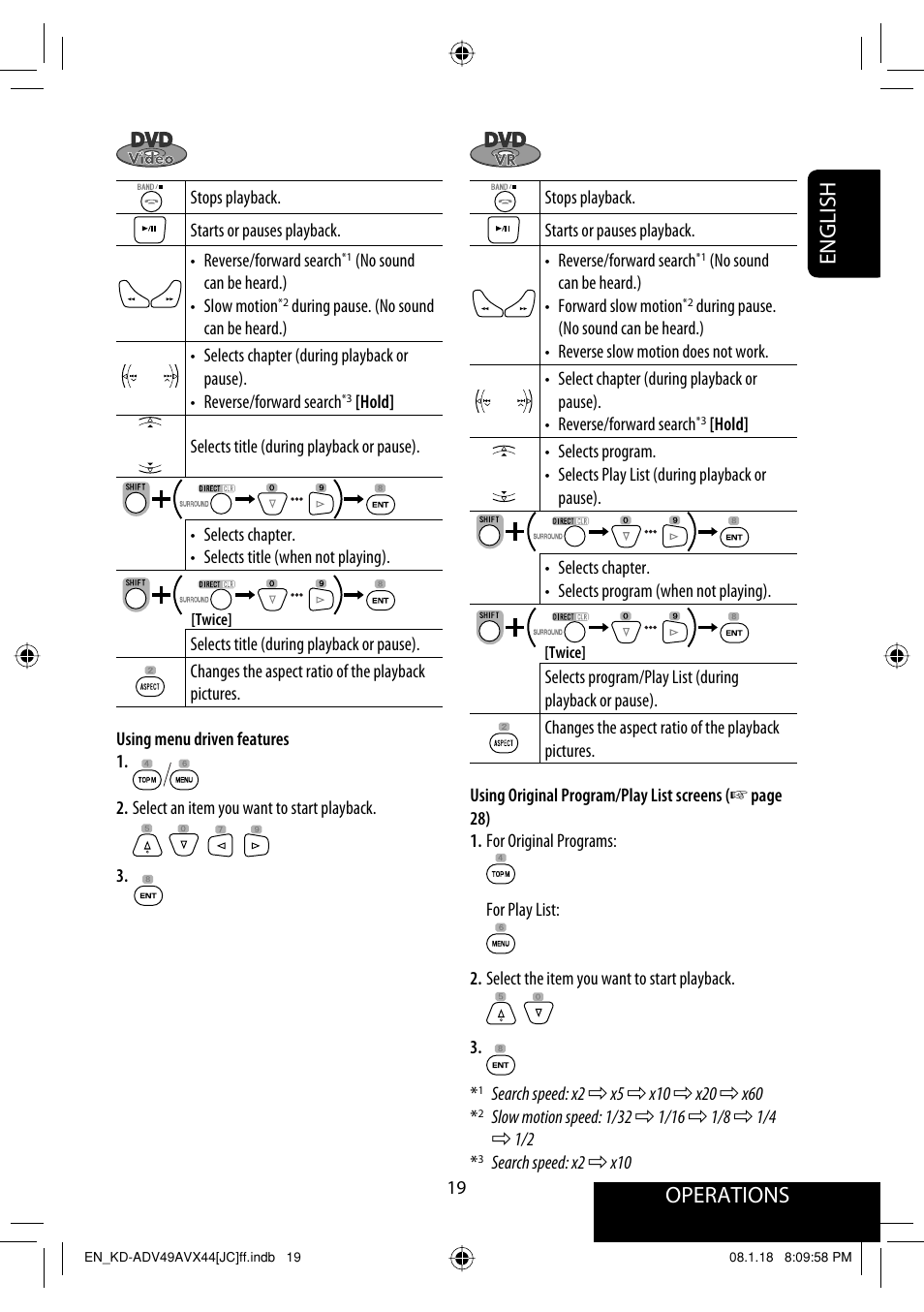 Operations, English | JVC KD-ADV49 User Manual | Page 19 / 225