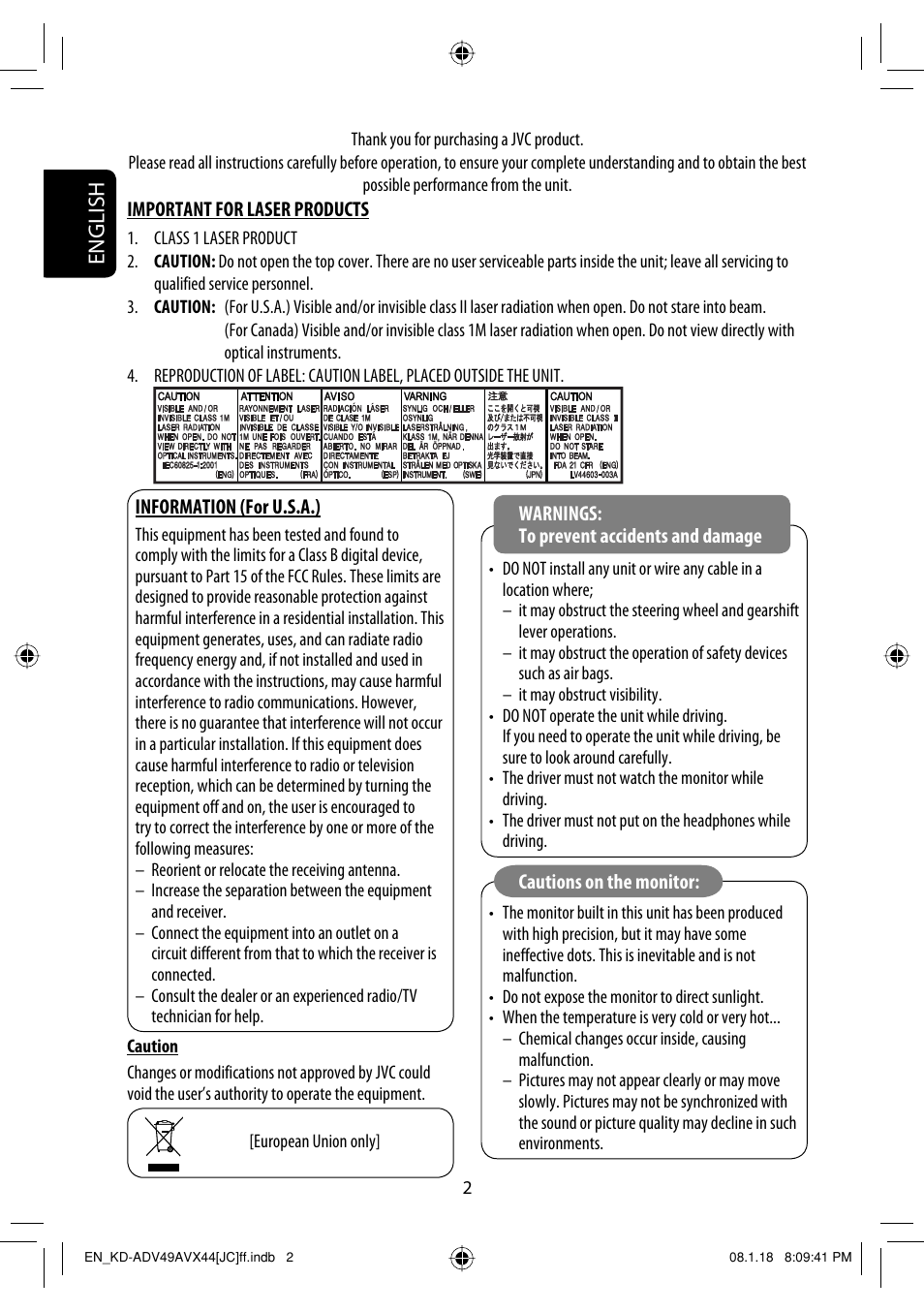 English | JVC KD-ADV49 User Manual | Page 2 / 225