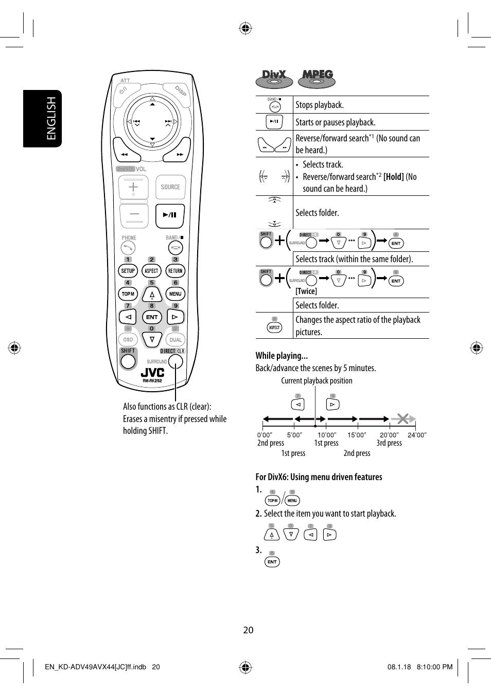 English | JVC KD-ADV49 User Manual | Page 20 / 225