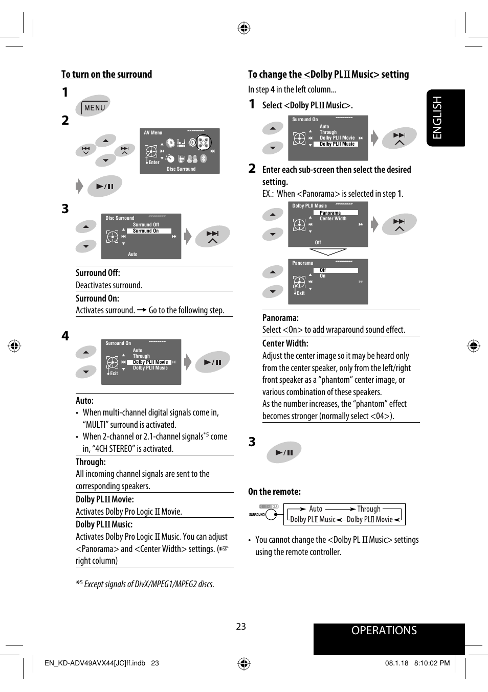 Operations, English | JVC KD-ADV49 User Manual | Page 23 / 225