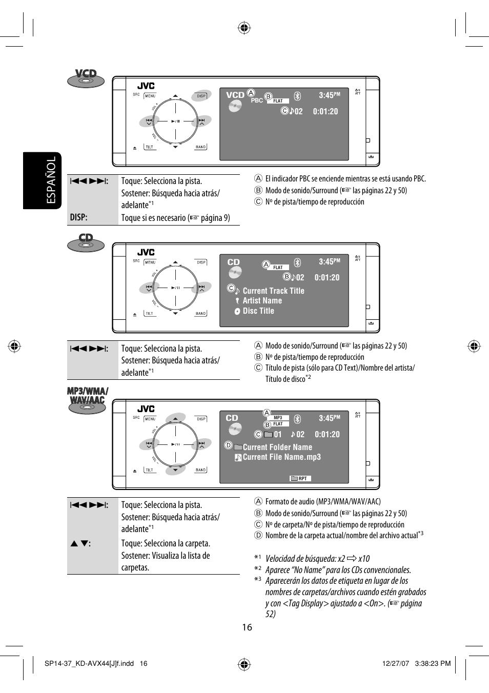Español | JVC KD-ADV49 User Manual | Page 90 / 225