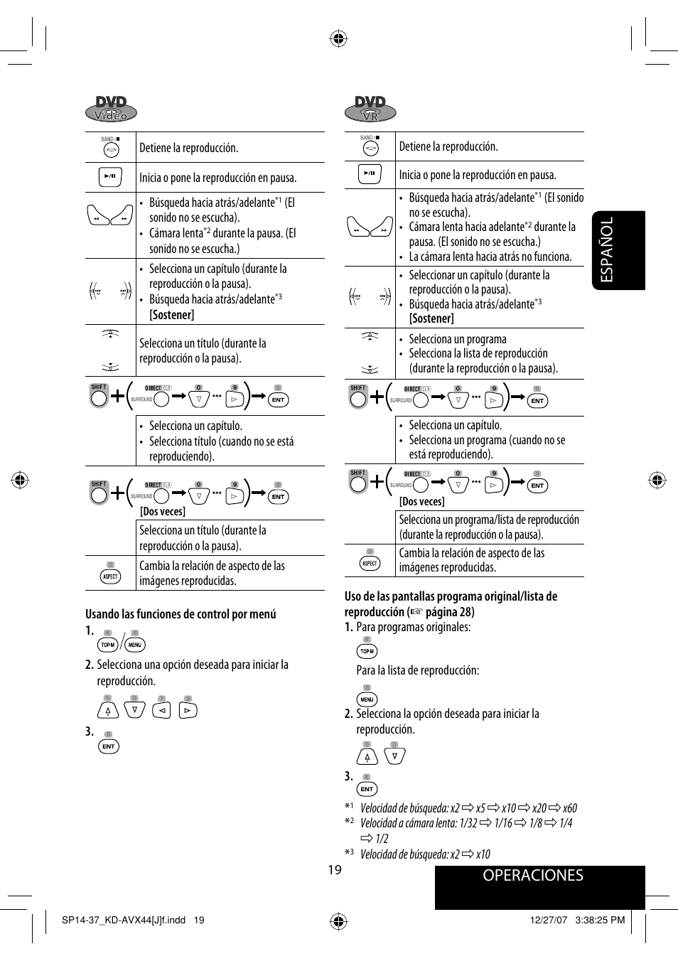 Operaciones, Español | JVC KD-ADV49 User Manual | Page 93 / 225