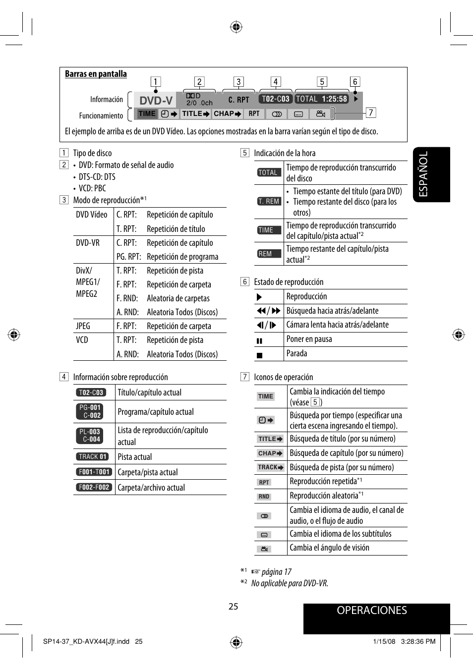 Operaciones, Español | JVC KD-ADV49 User Manual | Page 99 / 225