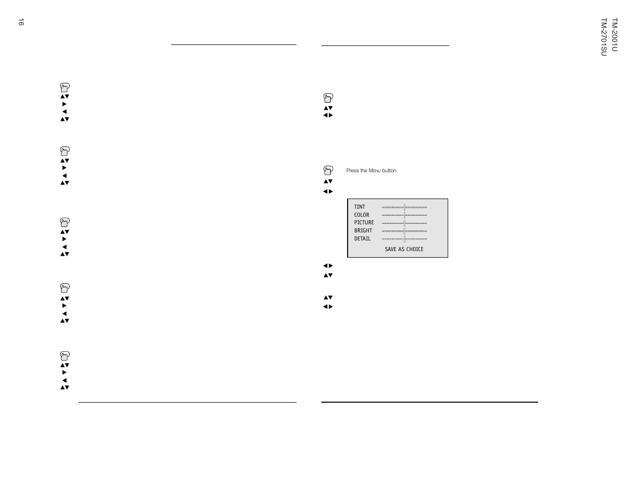 Picture settings | JVC TM-2001U User Manual | Page 16 / 24