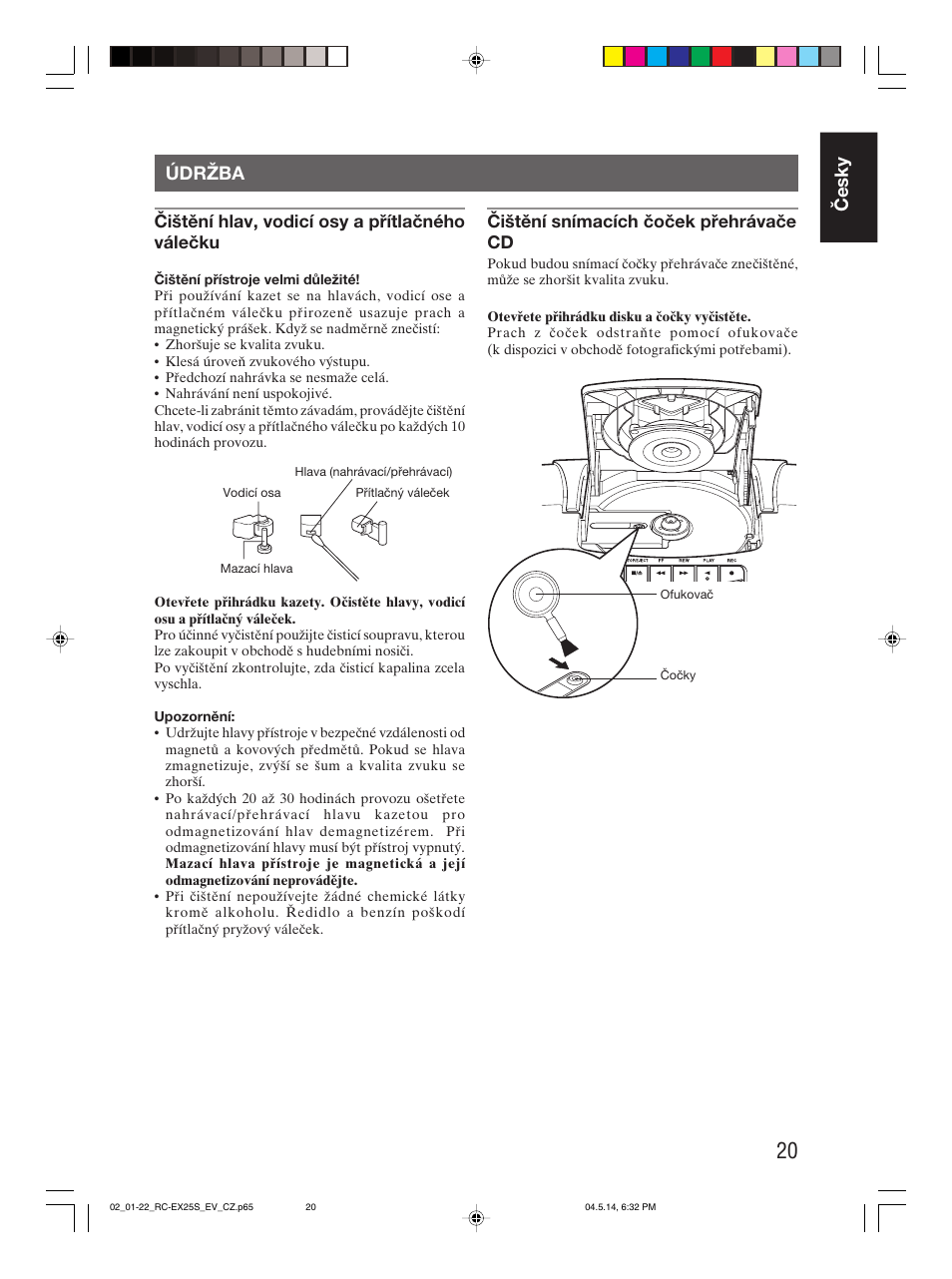 Údržba, Česky údržba | JVC RC-EX25S User Manual | Page 25 / 94