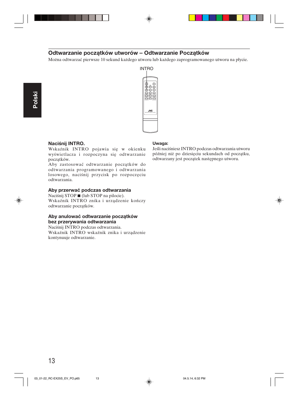 Polski | JVC RC-EX25S User Manual | Page 40 / 94