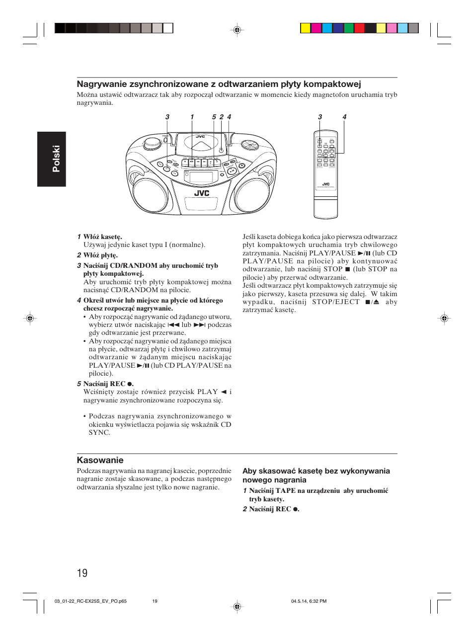 Polski, Kasowanie | JVC RC-EX25S User Manual | Page 46 / 94